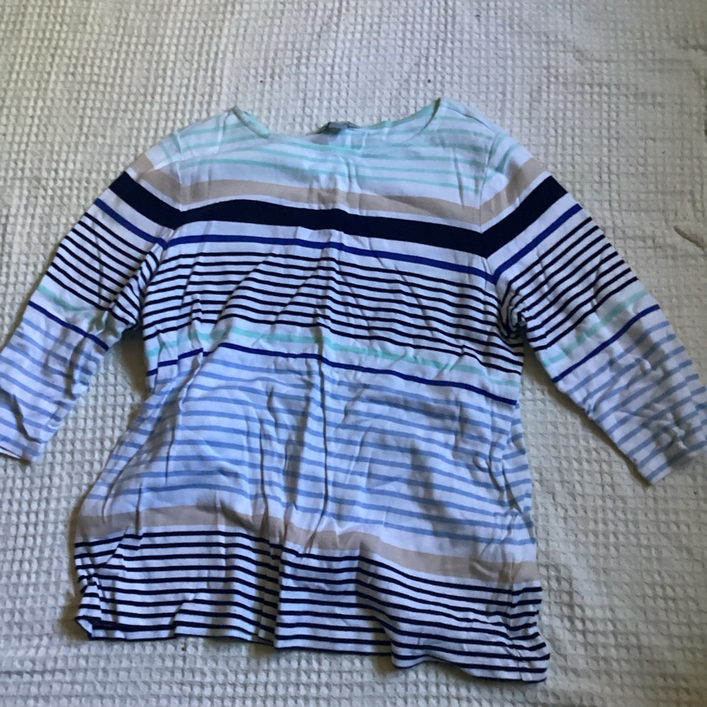 CJ Banks Kids Long Sleeve Striped Tee - Blue, White, Tan